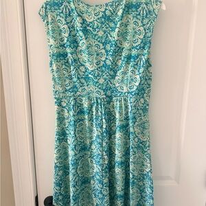 dressbarn Teal and White Floral Midi Dress